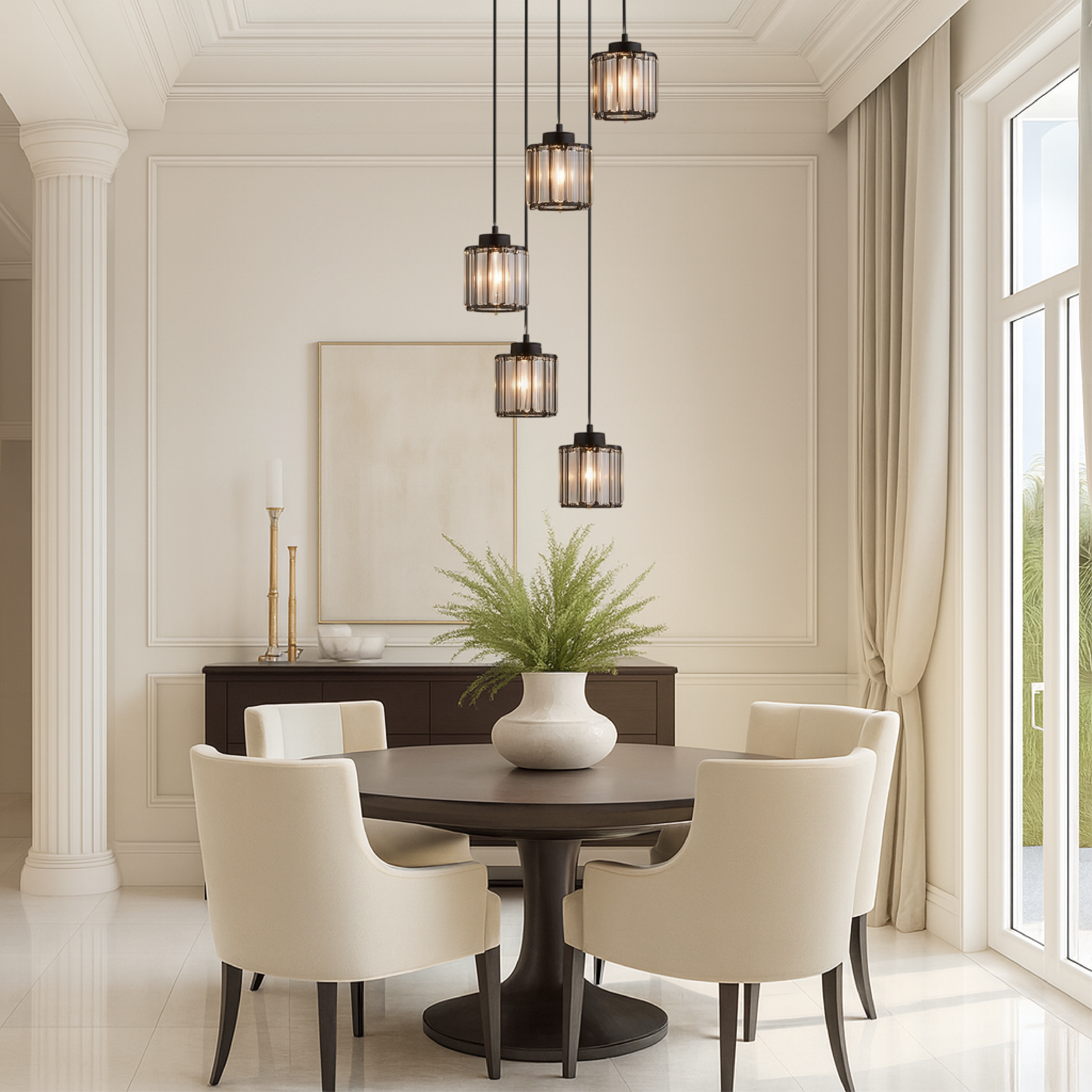Freyza - Luminara | Élégant lustre moderne en cristal pour salle à manger