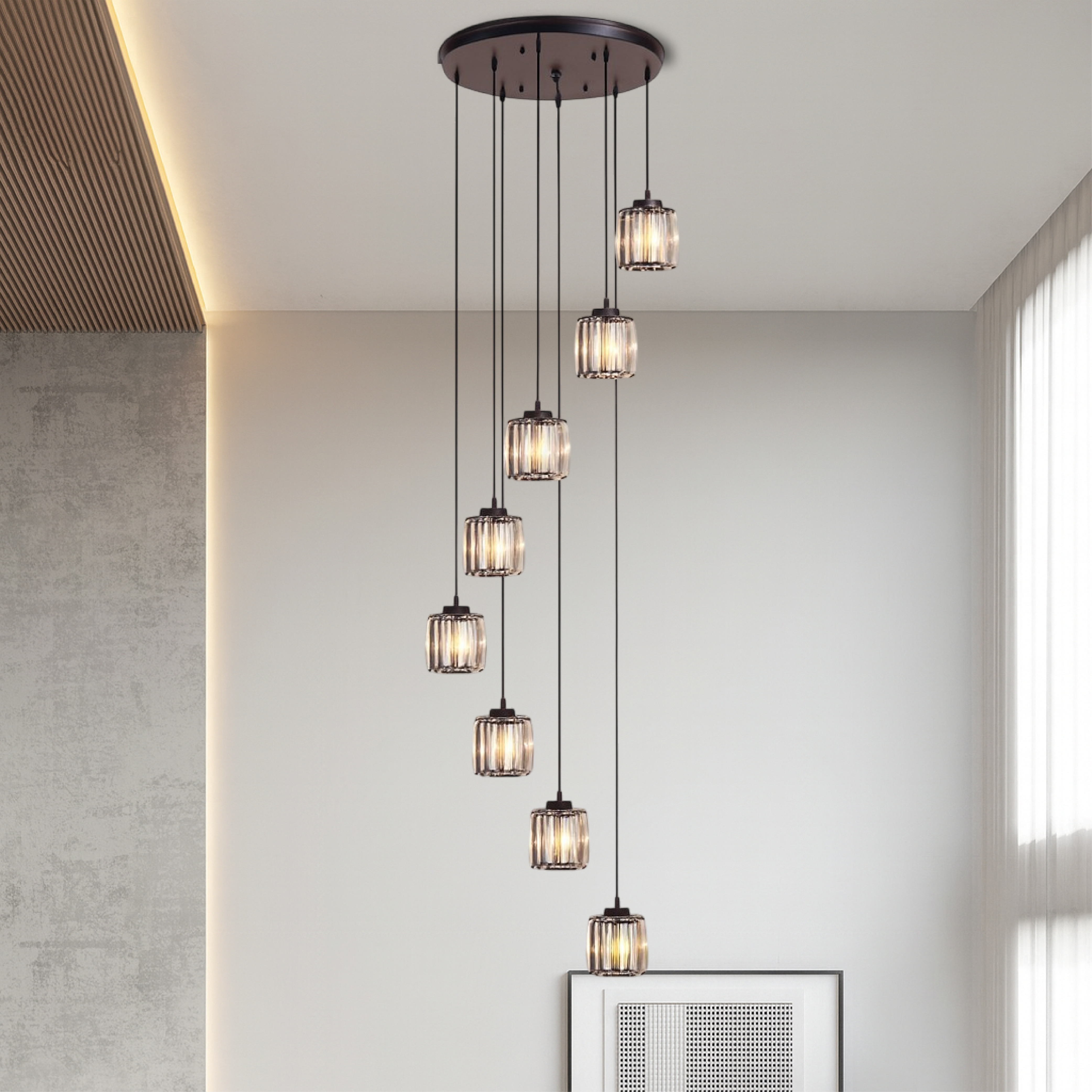 Freyza - Luminara | Élégant lustre moderne en cristal pour salle à manger