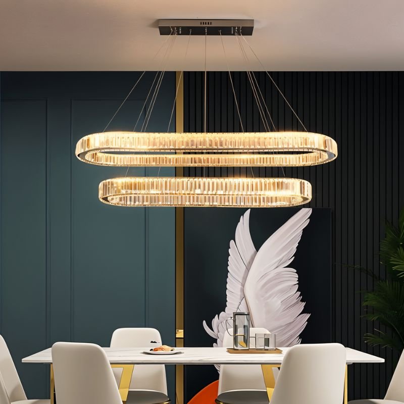 Freyza - Luminara | Elegant Modern Crystal Oval Chandelier with Adjustable Height