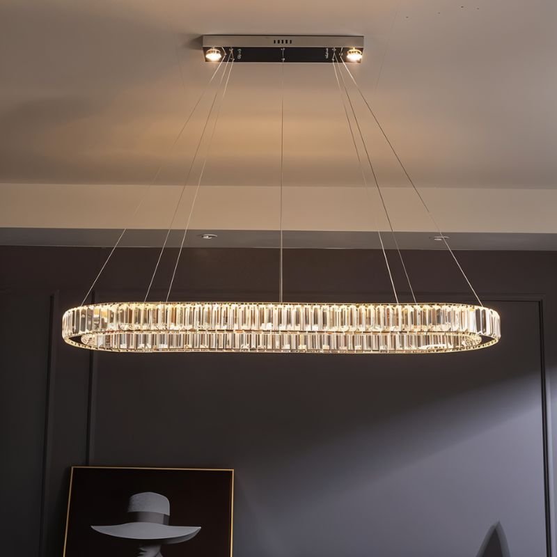 Freyza - Luminara | Elegant Modern Crystal Oval Chandelier with Adjustable Height