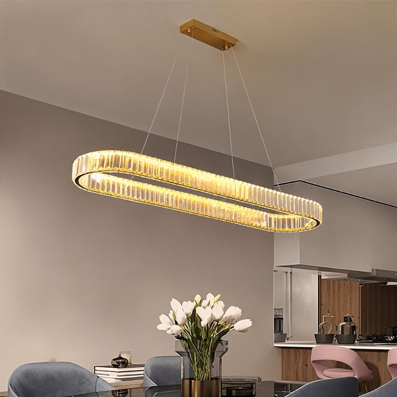 Freyza - Luminara | Elegant Modern Crystal Oval Chandelier with Adjustable Height