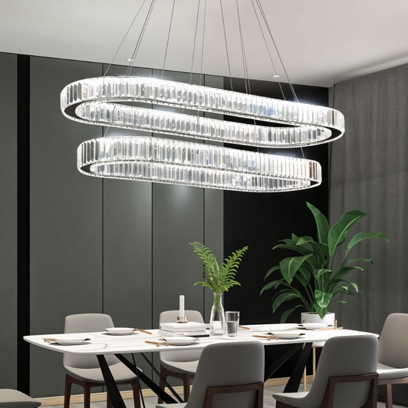 Freyza - Luminara | Elegant Modern Crystal Oval Chandelier with Adjustable Height