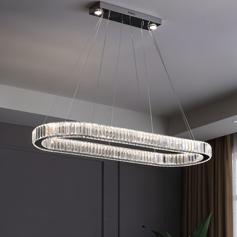 Freyza - Luminara | Elegant Modern Crystal Oval Chandelier with Adjustable Height