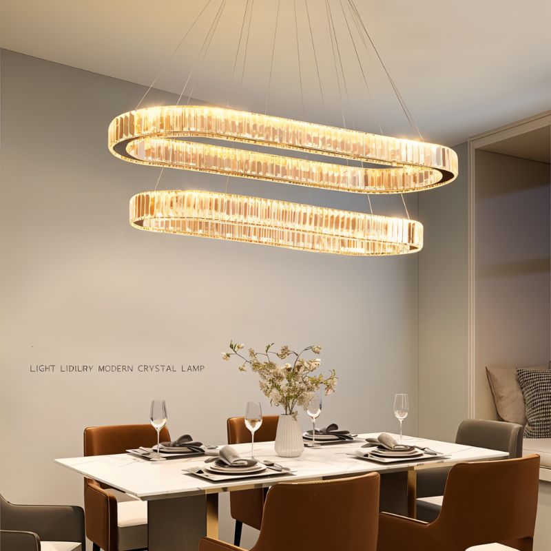 Freyza - Luminara | Elegant Modern Crystal Oval Chandelier with Adjustable Height