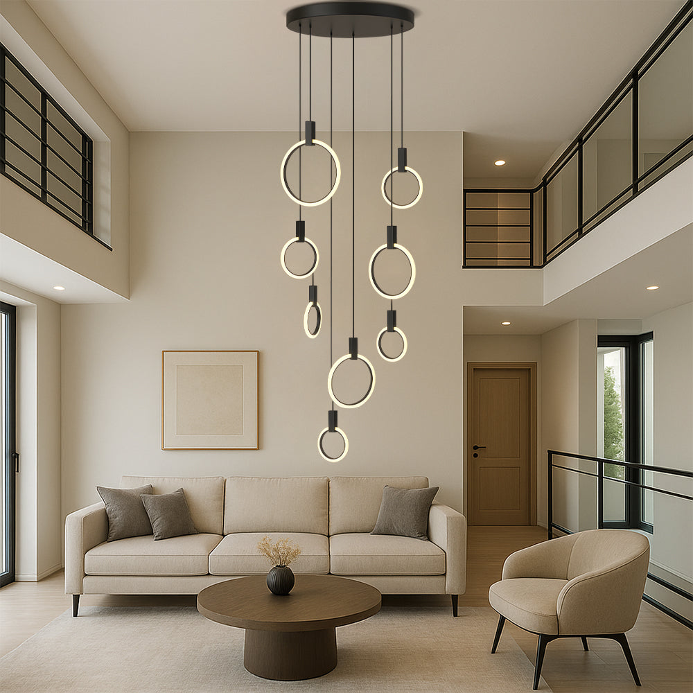 Freyza - Luminara | Eleganter moderner LED-Treppen-Kronleuchter