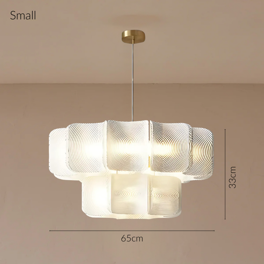 Freyza - Luminara | Elegant Modern Metal Chandelier Light with Textured Panels