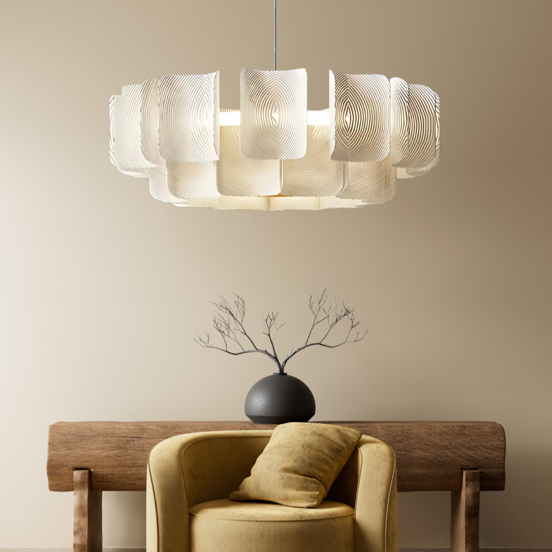 Freyza - Luminara | Elegant Modern Metal Chandelier Light with Textured Panels