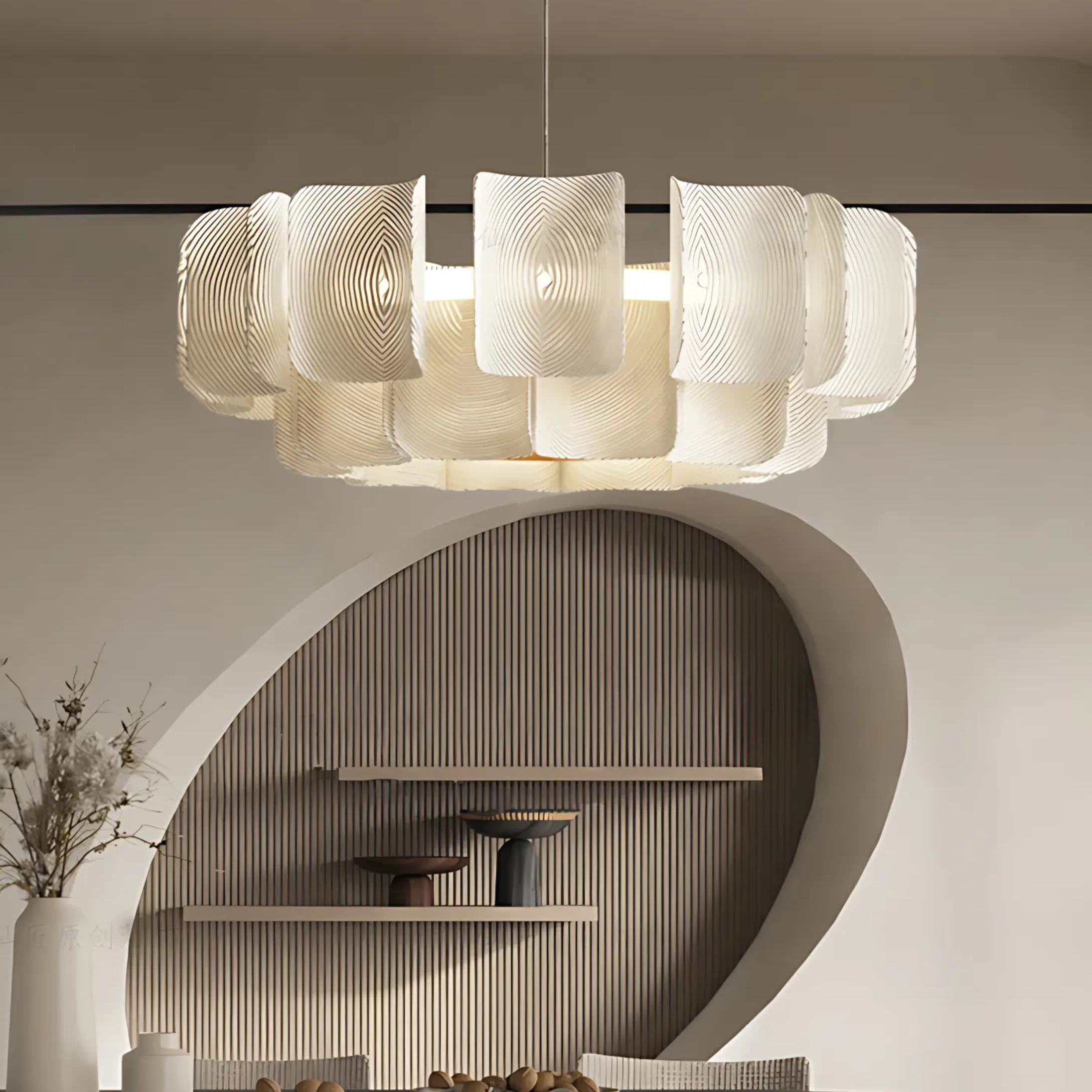 Freyza - Luminara | Elegant Modern Metal Chandelier Light with Textured Panels