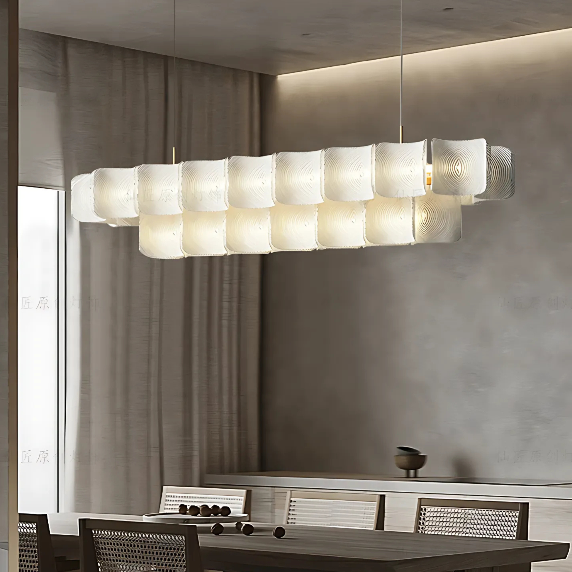 Freyza - Luminara | Elegant Modern Metal Chandelier Light with Textured Panels