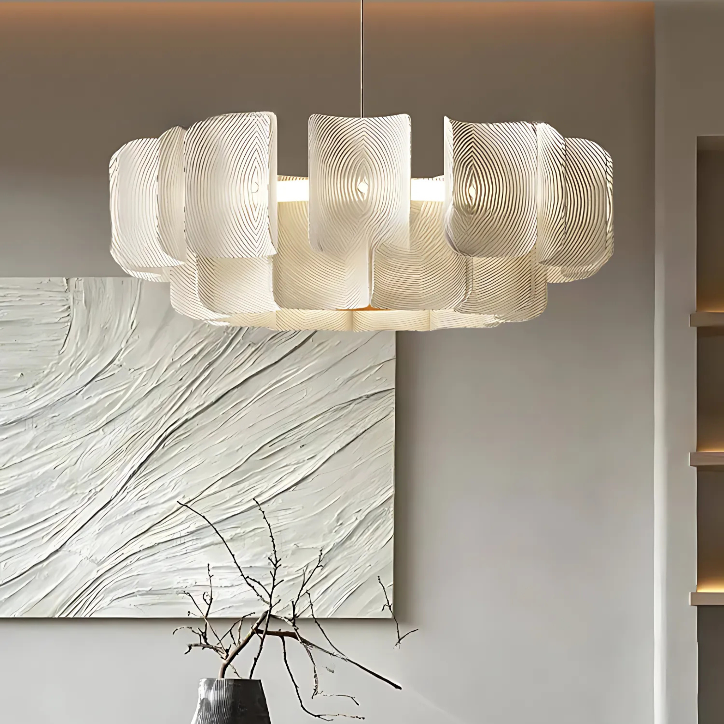 Freyza - Luminara | Elegant Modern Metal Chandelier Light with Textured Panels