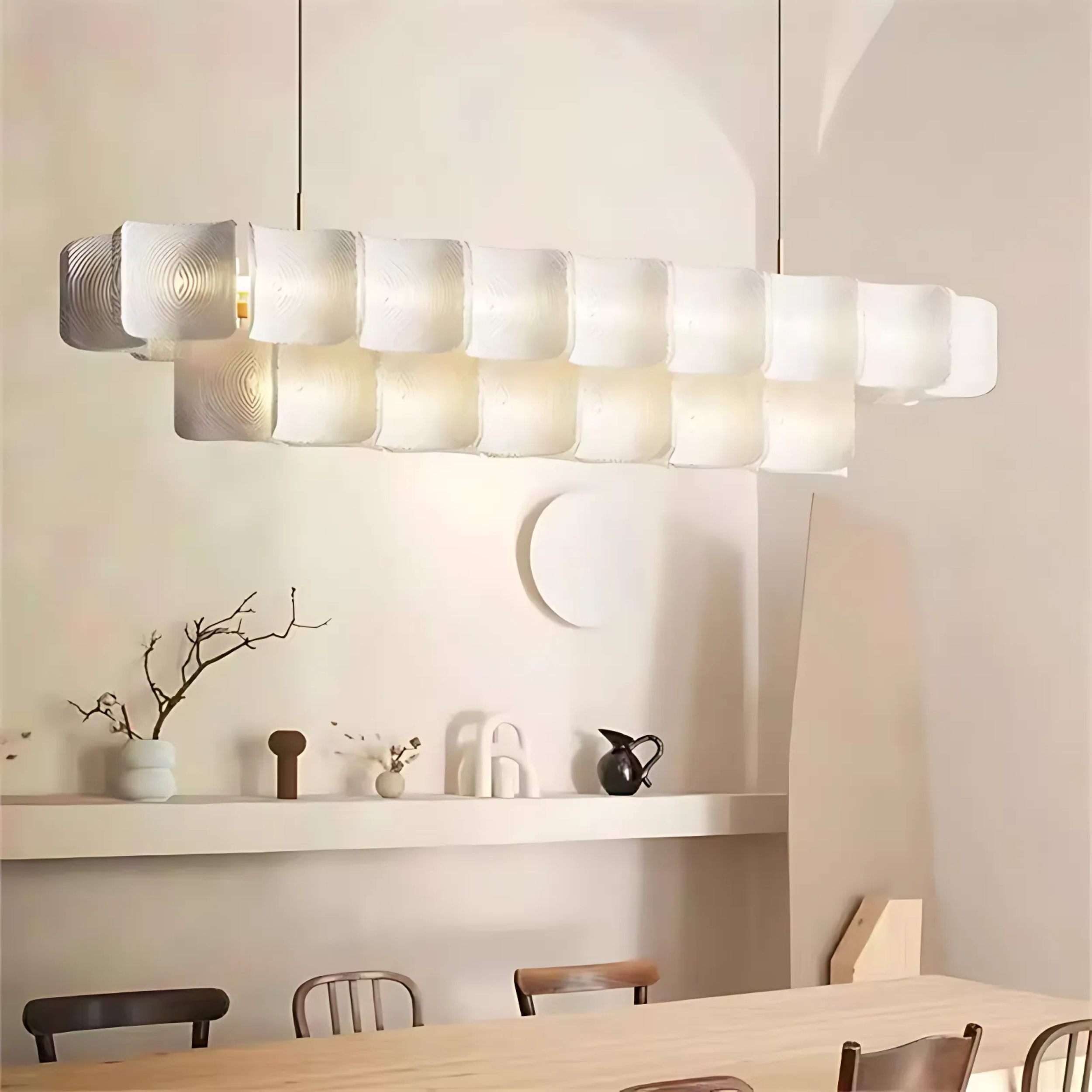 Freyza - Luminara | Elegant Modern Metal Chandelier Light with Textured Panels