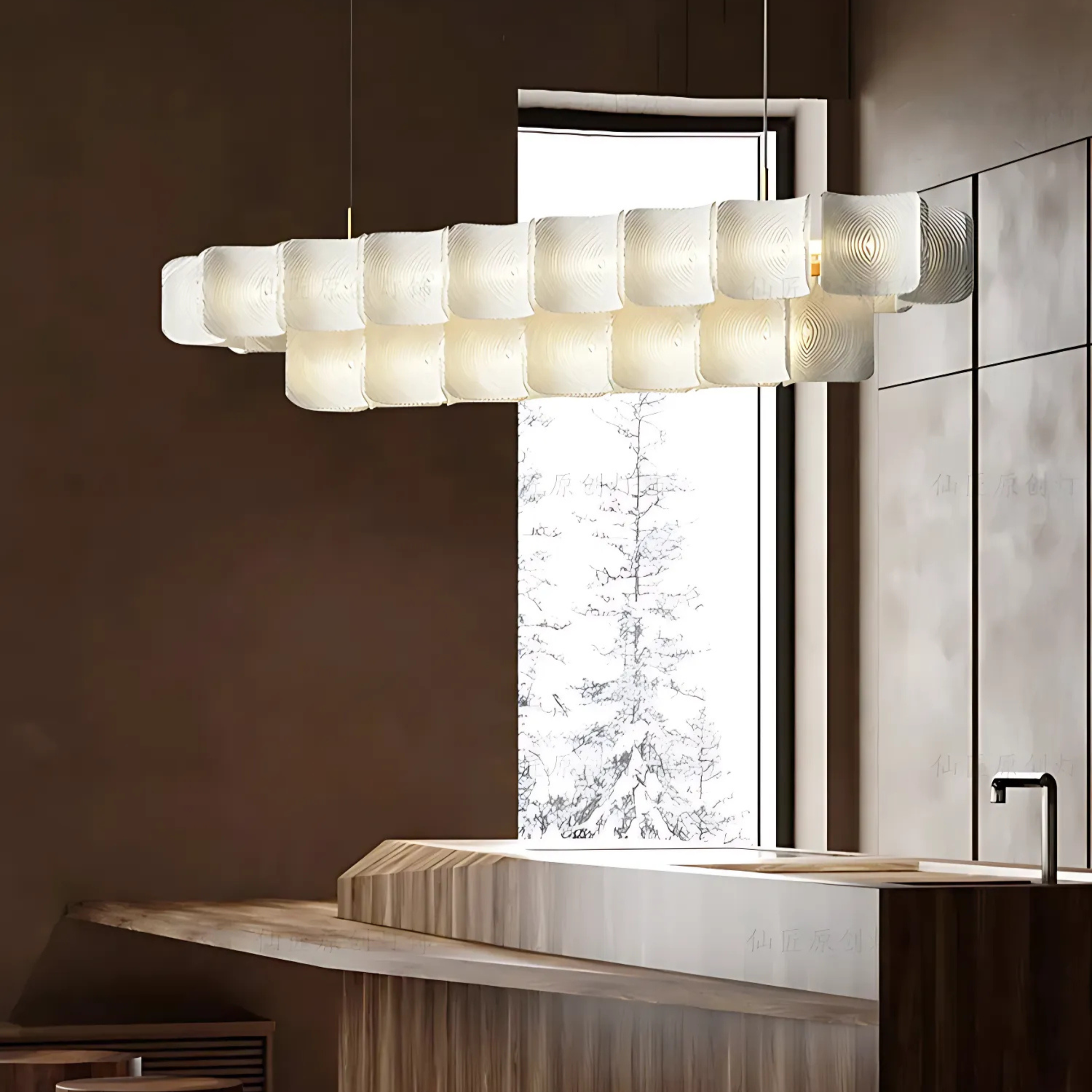 Freyza - Luminara | Elegant Modern Metal Chandelier Light with Textured Panels