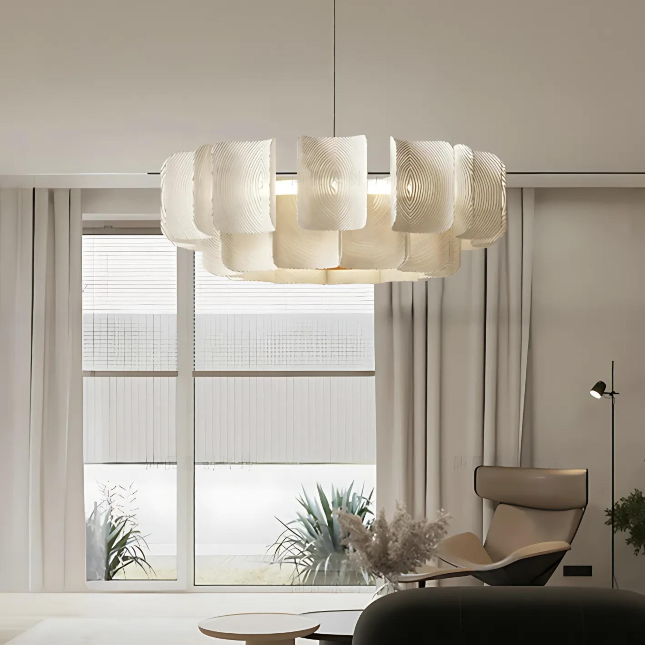 Freyza - Luminara | Elegant Modern Metal Chandelier Light with Textured Panels