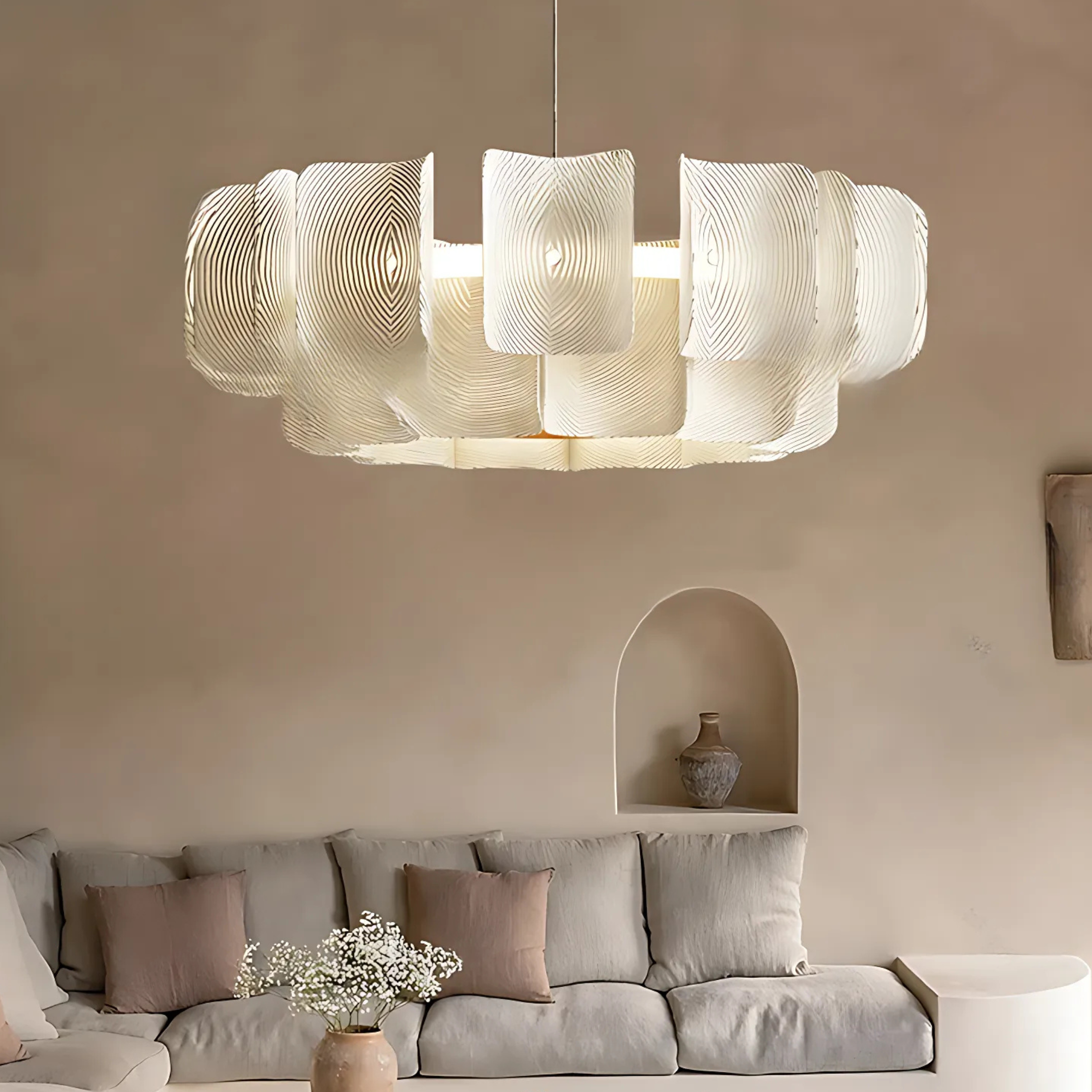 Freyza - Luminara | Elegant Modern Metal Chandelier Light with Textured Panels
