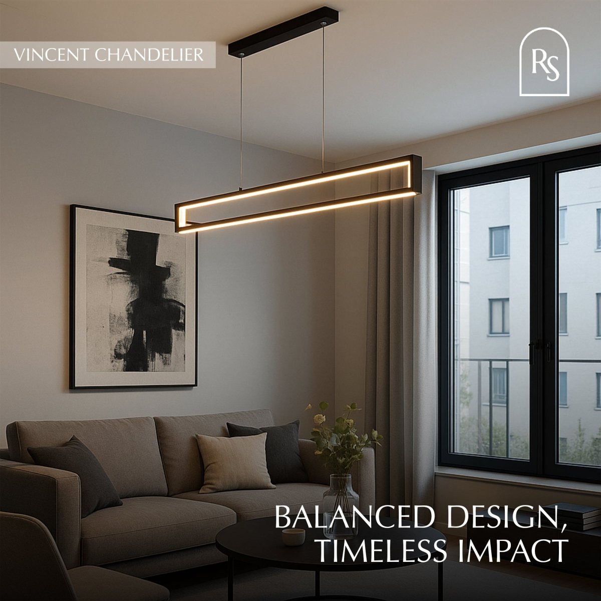 Freyza - Luminara | Elegant Modern Minimalist Black Chandelier Lighting