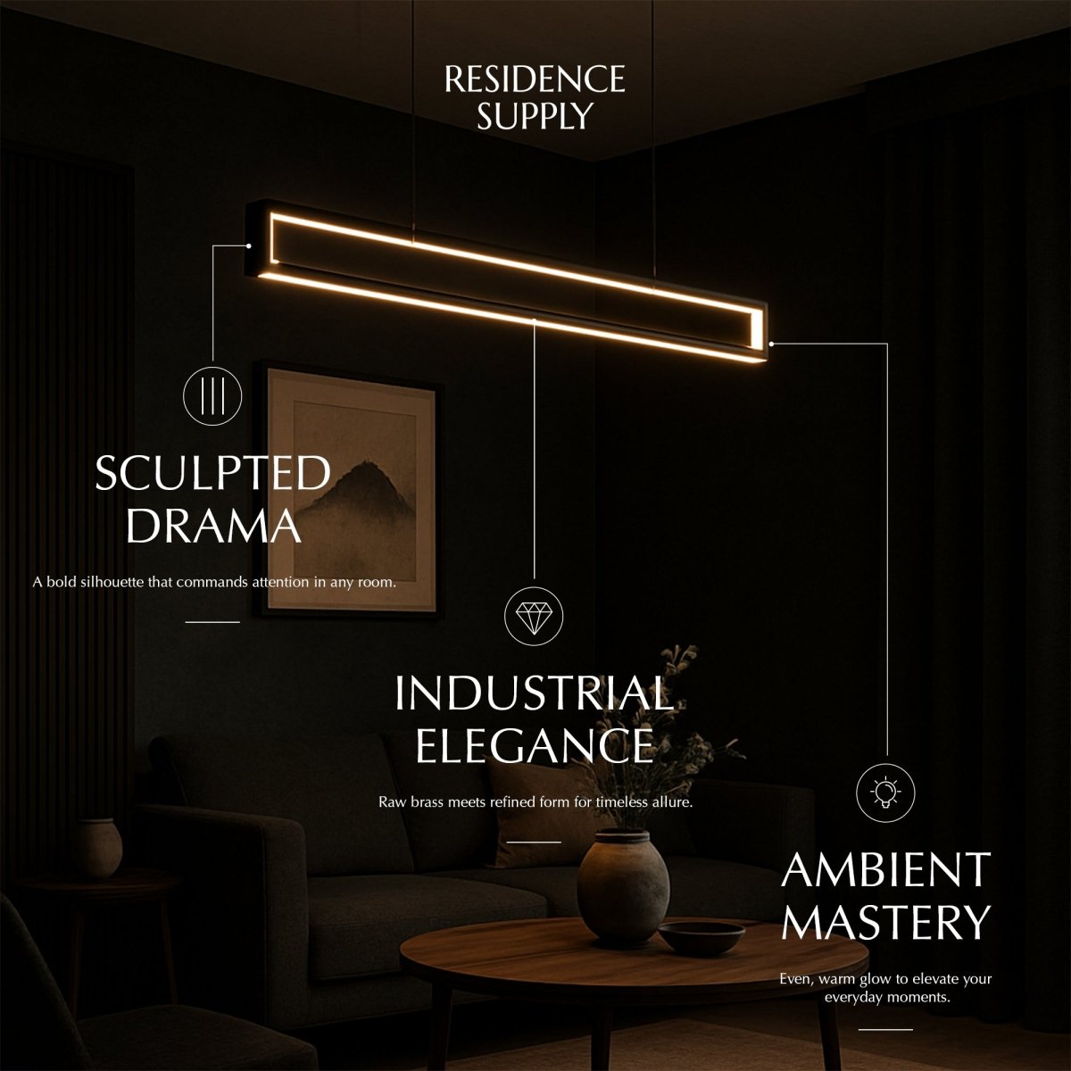 Freyza - Luminara | Elegant Modern Minimalist Black Chandelier Lighting