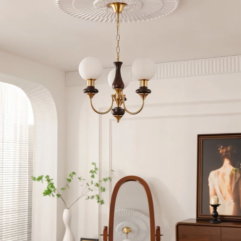 Freyza - Elegant Vintage Glass Iron Chandelier Light Fixture