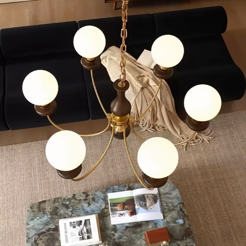 Freyza - Elegant Vintage Glass Iron Chandelier Light Fixture