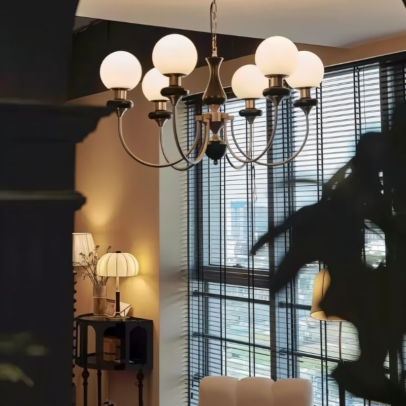 Freyza - Elegant Vintage Glass Iron Chandelier Light Fixture