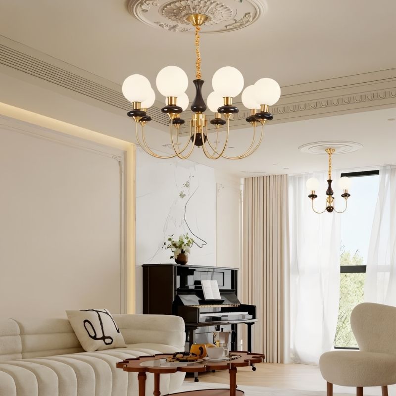 Freyza - Elegant Vintage Glass Iron Chandelier Light Fixture