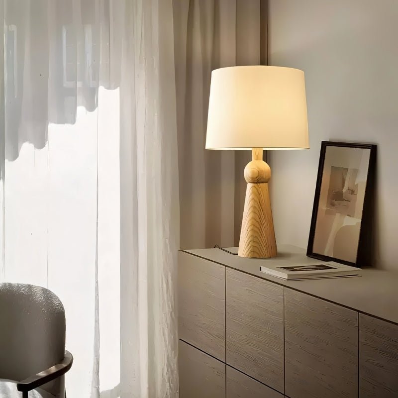 Luminara | Elegant Warm Wooden Base Bedside Table Lamp for Cozy Ambiance 4