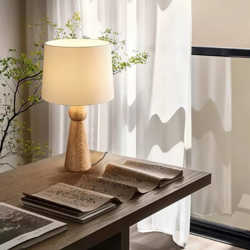 Luminara | Elegant Warm Wooden Base Bedside Table Lamp for Cozy Ambiance 6