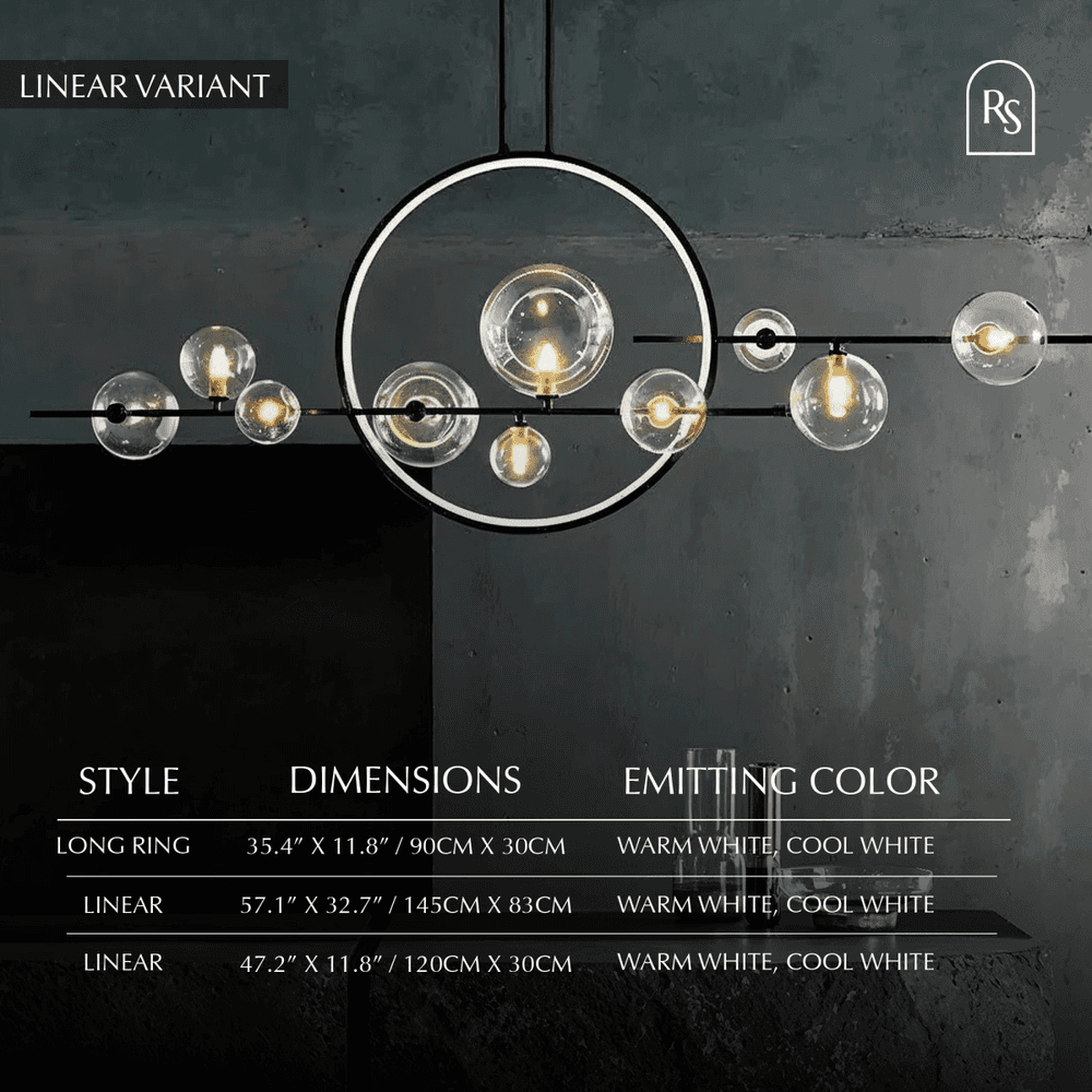 Freyza - Luminara | Moderner schwarzer minimalistischer Glas-Kronleuchter fürs Esszimmer