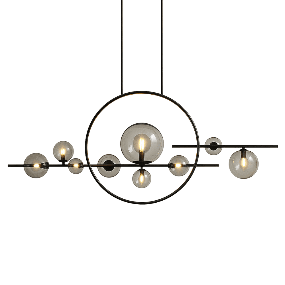 Freyza - Luminara | Moderner schwarzer minimalistischer Glas-Kronleuchter fürs Esszimmer