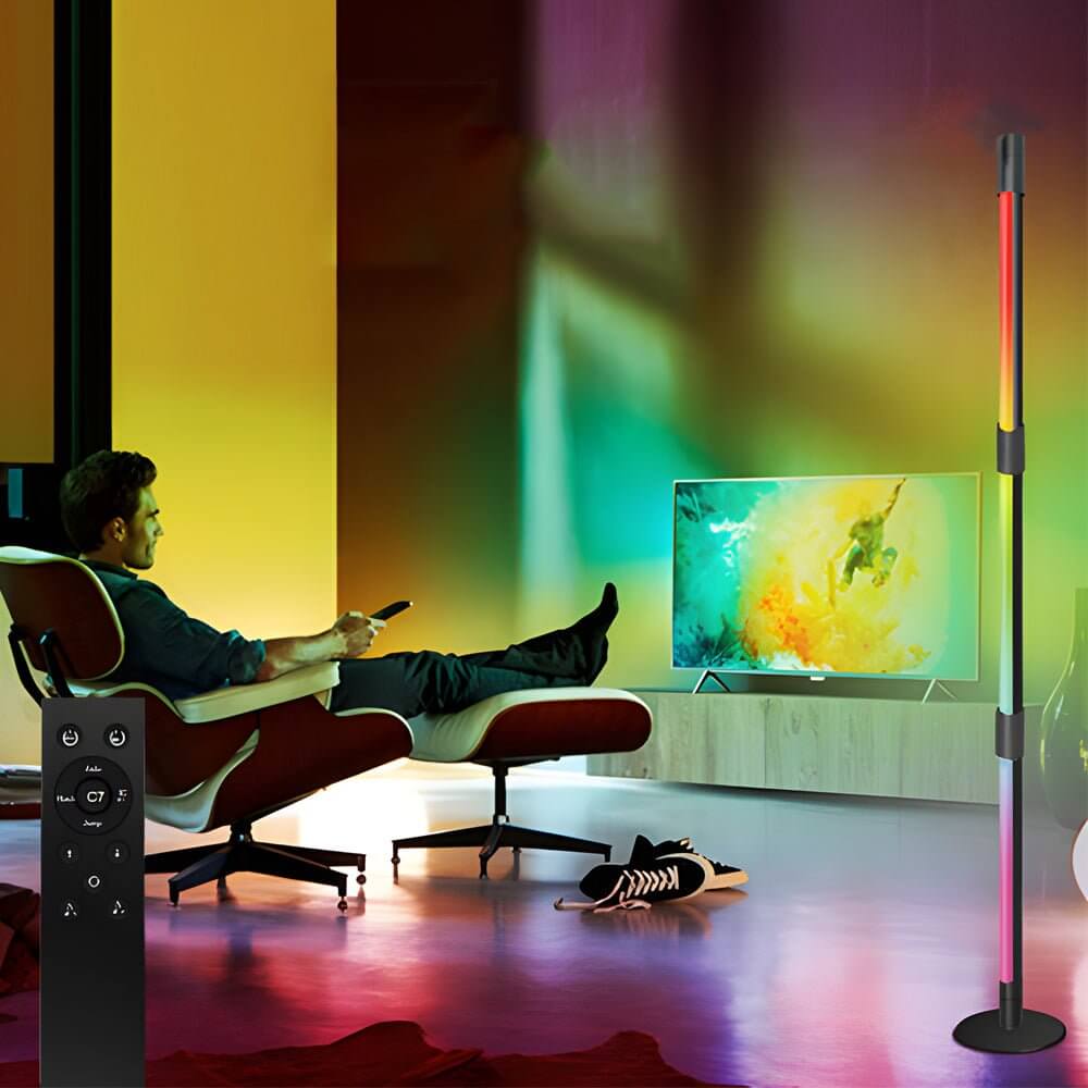 Luminara | Modern Black RGB Rotating Floor Lamp with Remote Control 1