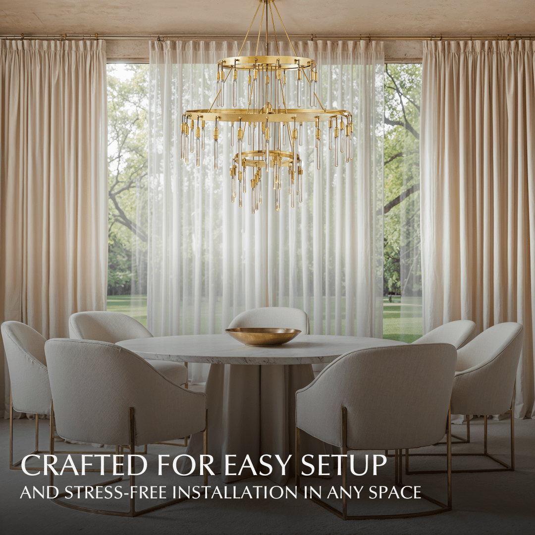 Freyza - Luminara | Modern Elegant Black 3-Tier Round Chandelier Light