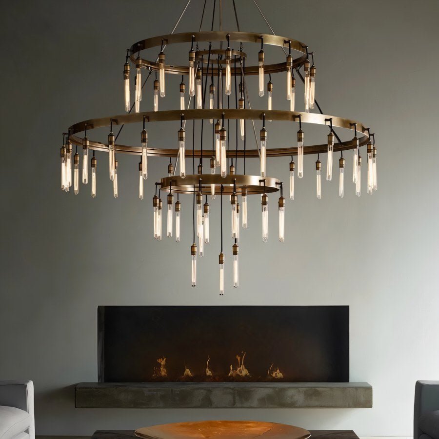 Freyza - Luminara | Modern Elegant Black 3-Tier Round Chandelier Light