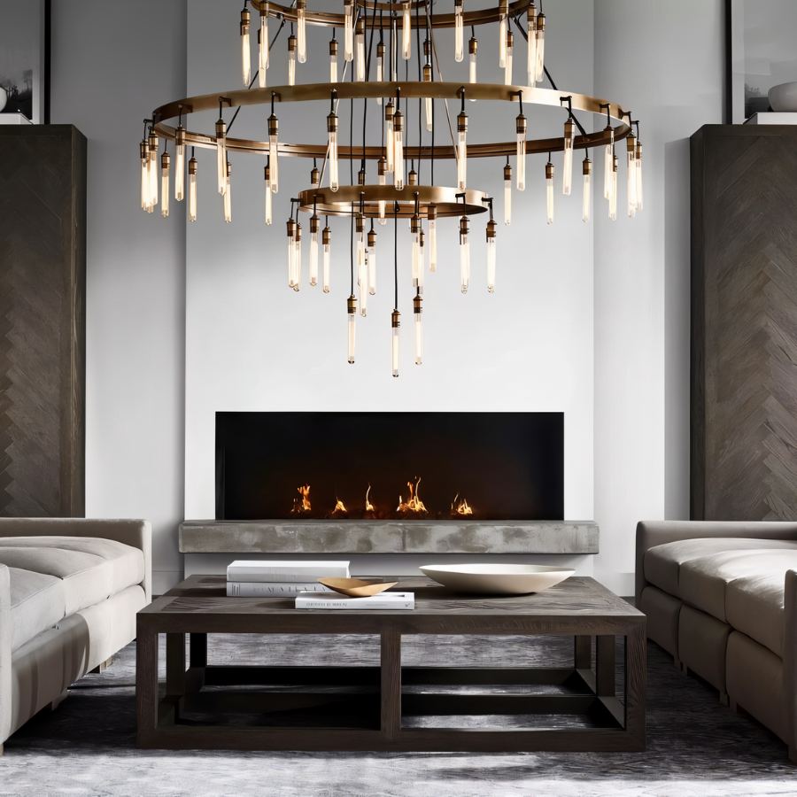 Freyza - Luminara | Modern Elegant Black 3-Tier Round Chandelier Light