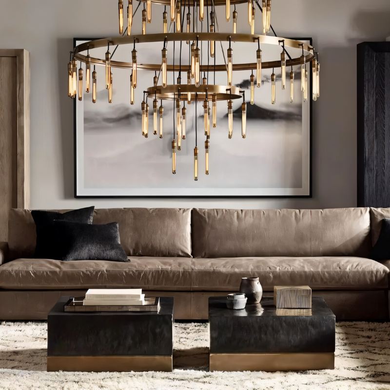 Freyza - Luminara | Modern Elegant Black 3-Tier Round Chandelier Light