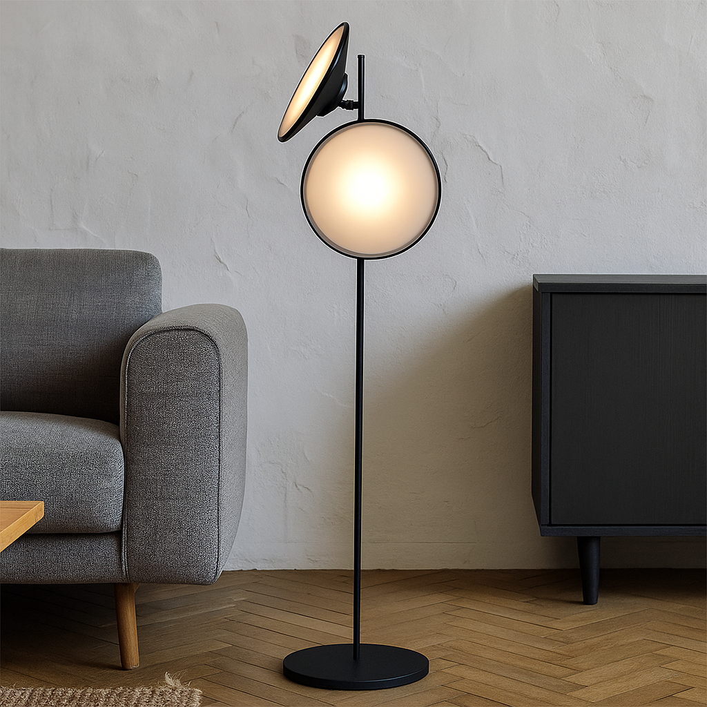 Freyza - Luminara | Modern Elegant Black Iron Standing Floor Lamp for Living Room
