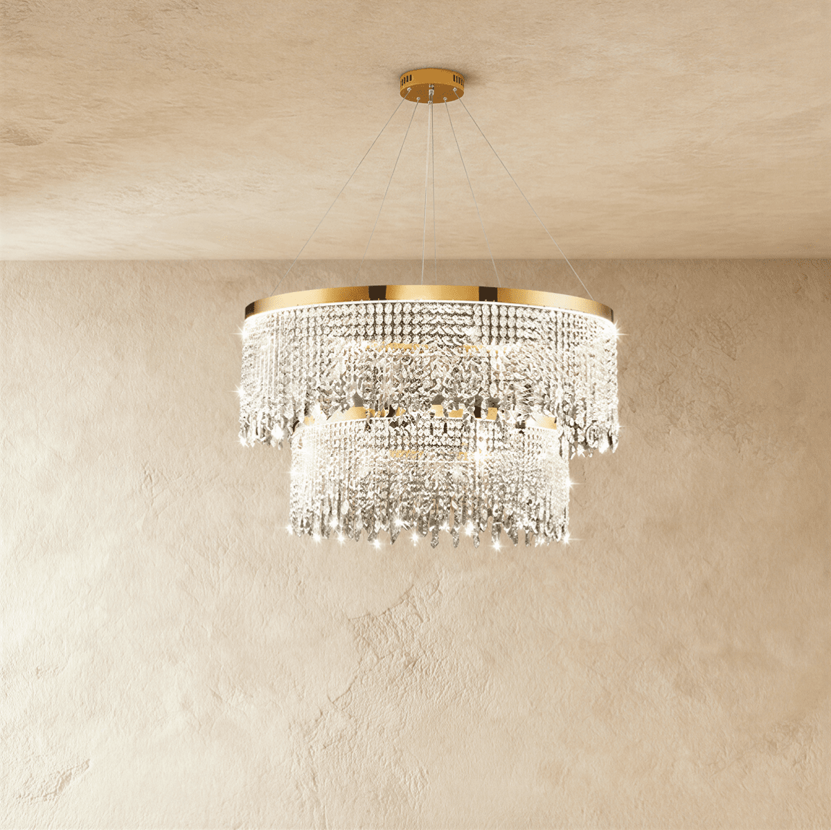 Freyza - Luminara | Modern Elegant Crystal Tiered Dining Room Chandelier