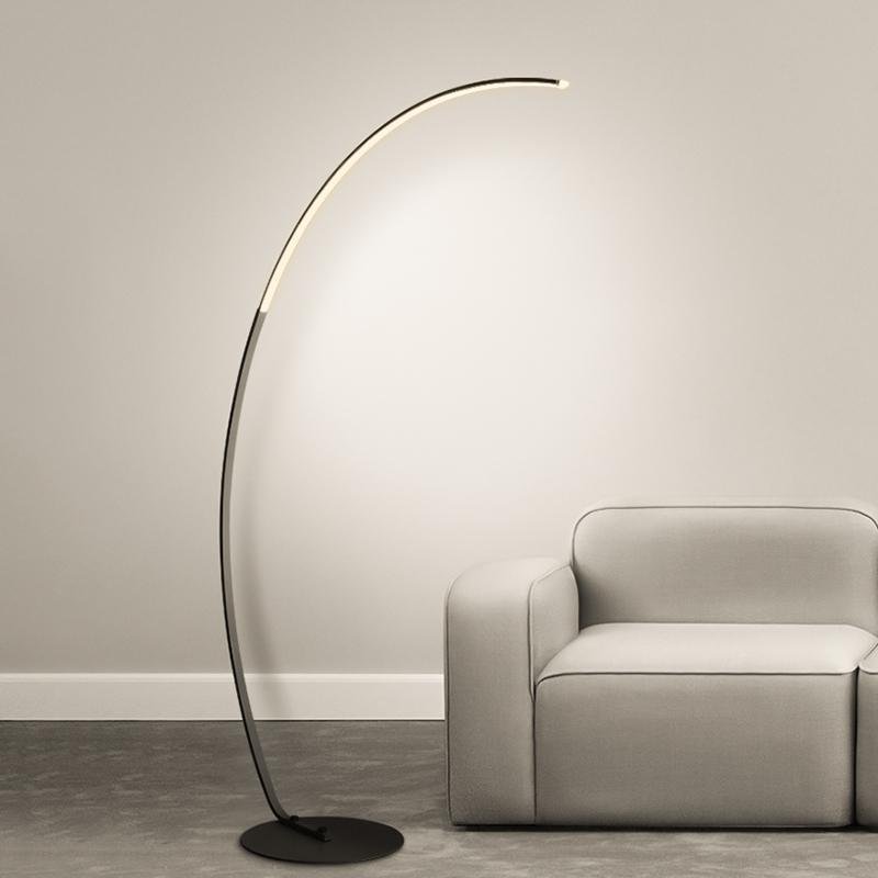 Luminara | Modern Sleek Black Arc Floor Lamp with Remote Control 1