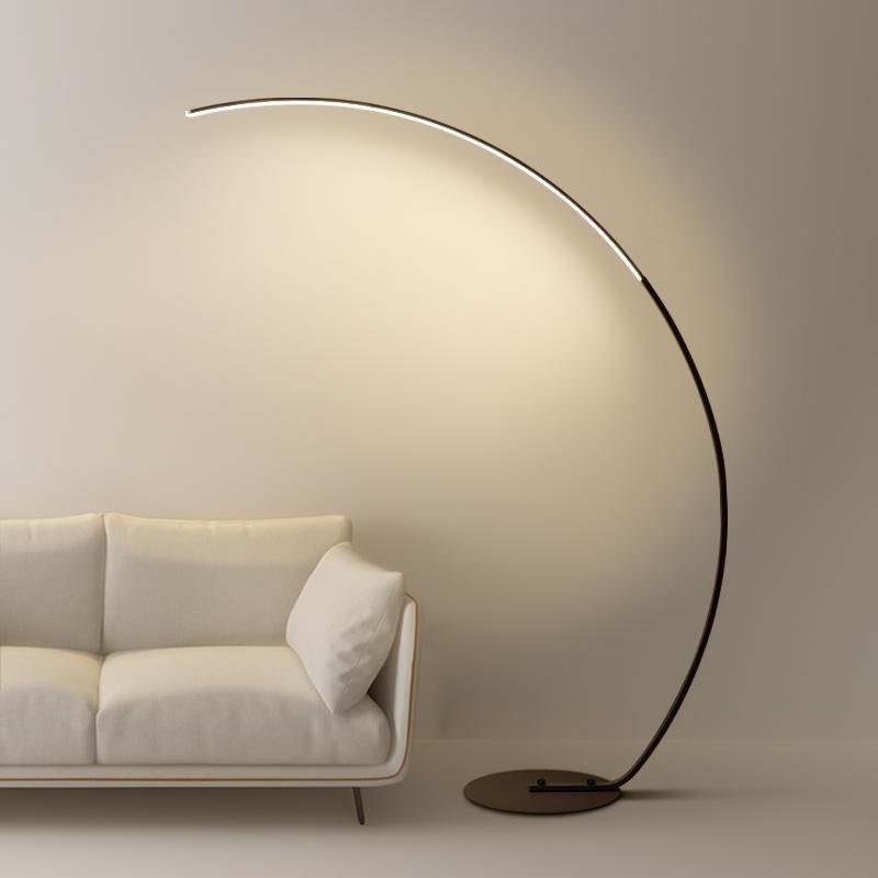 Luminara | Modern Sleek Black Arc Floor Lamp with Remote Control 3