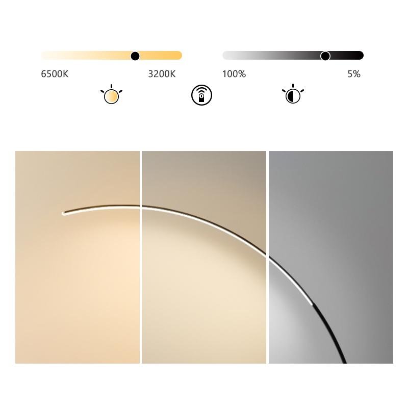 Luminara | Modern Sleek Black Arc Floor Lamp with Remote Control 4