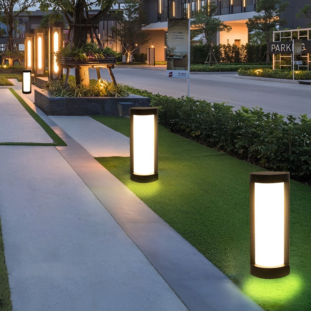 Luminara | Sleek Modern Black LED Cylindrical Bollard Landscape Light 2