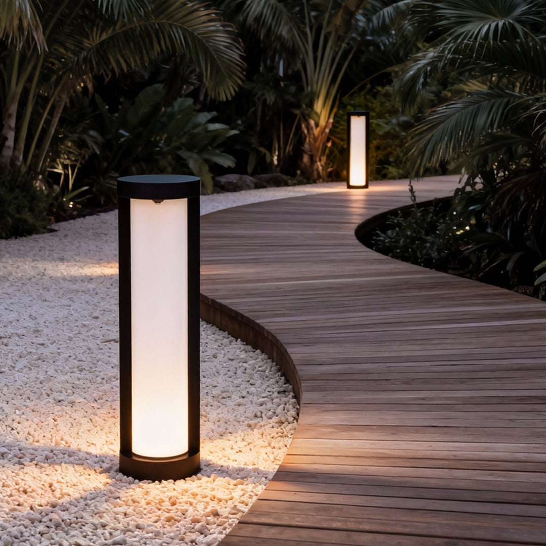 Luminara | Sleek Modern Black LED Cylindrical Bollard Landscape Light 8