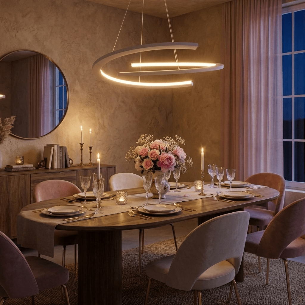 Freyza - Sleek Modern Geometric LED Chandelier with Floating Rings