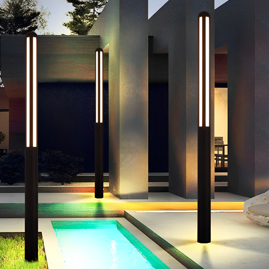 Luminara | Stylish Modern Black Outdoor LED Garden Bollard Light Fixture 6