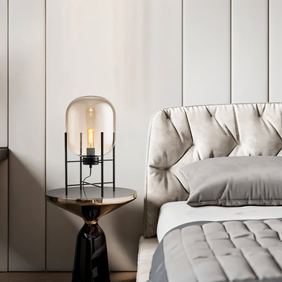 Luminara | Stylish Modern Glass and Iron Table Lamp for Bedside or Desk 5