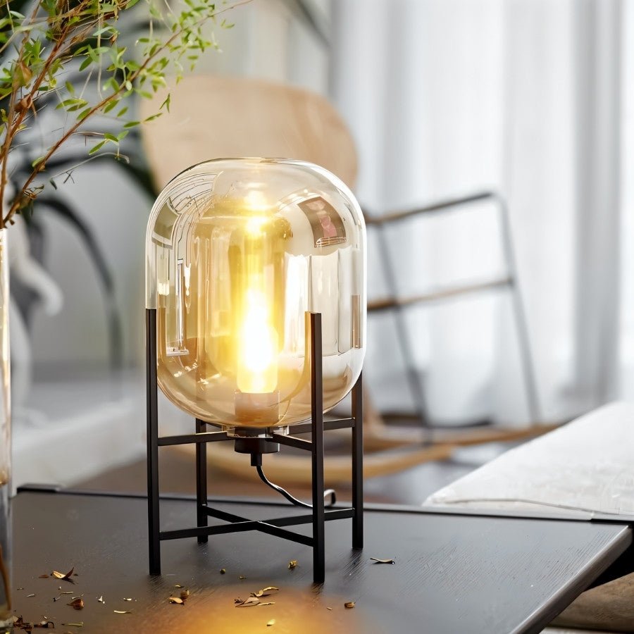 Luminara | Stylish Modern Glass and Iron Table Lamp for Bedside or Desk 8