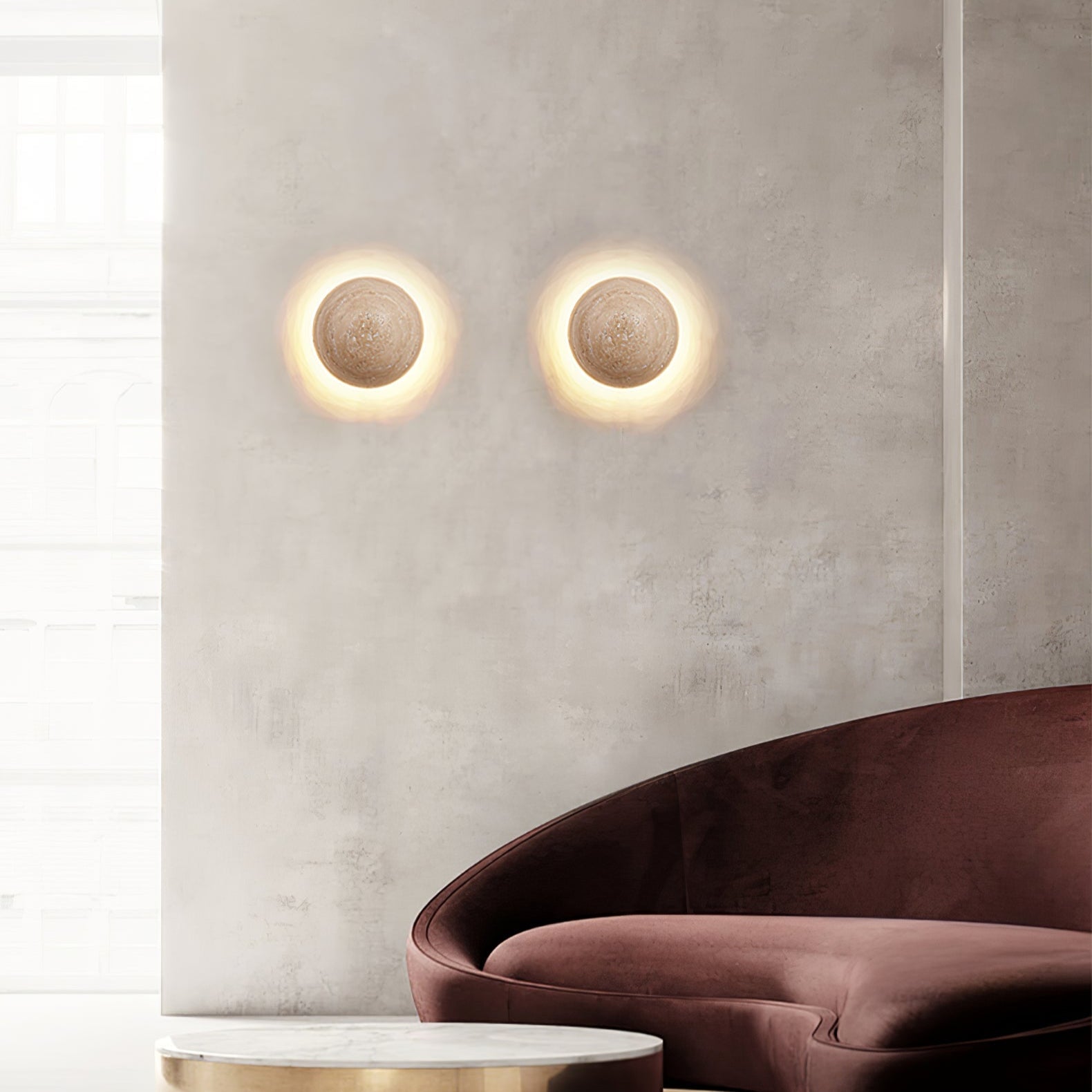 Freyza | Applique murale minimaliste en travertin Nyvarion – Chambre et couloir minimalistes