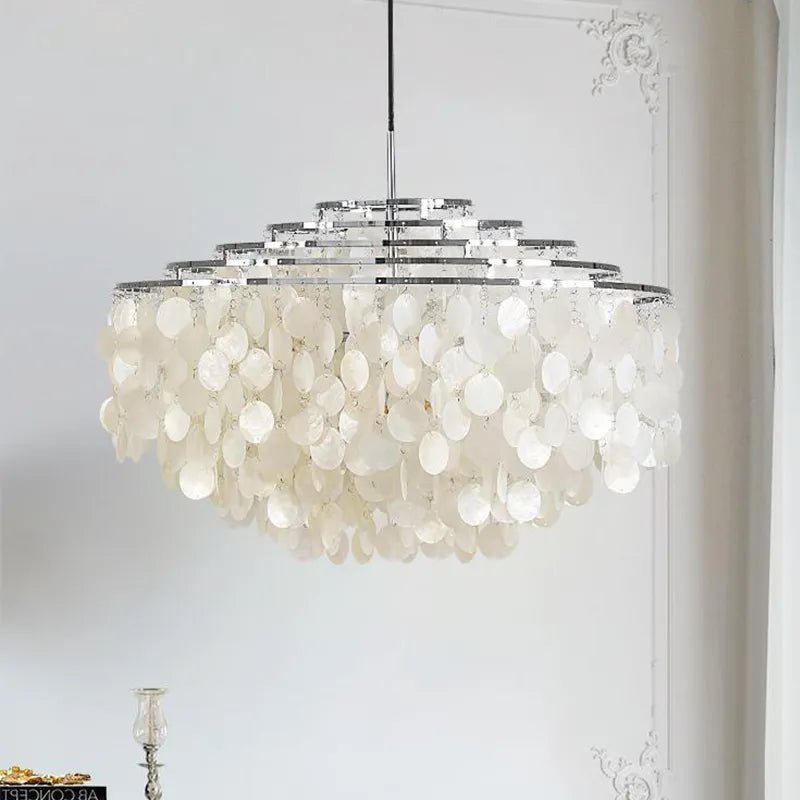 Freyza - Lunaria | Elegant Gold Capiz Shell Chandelier Lighting Fixture