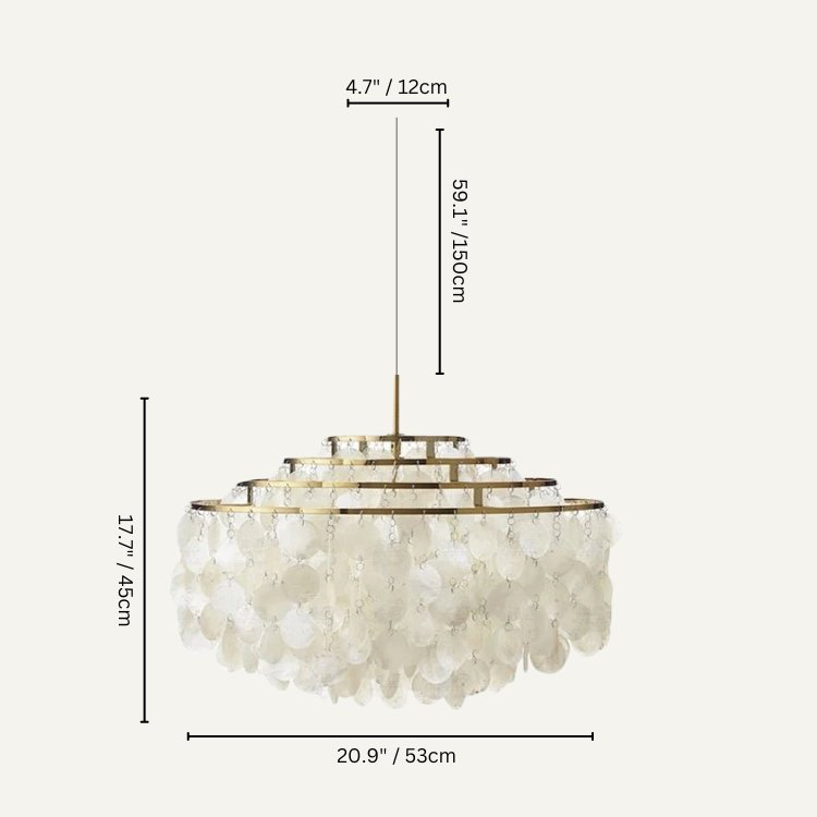 Freyza - Lunaria | Elegant Gold Capiz Shell Chandelier Lighting Fixture