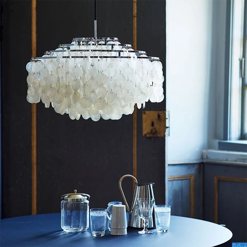 Freyza - Lunaria | Elegant Gold Capiz Shell Chandelier Lighting Fixture
