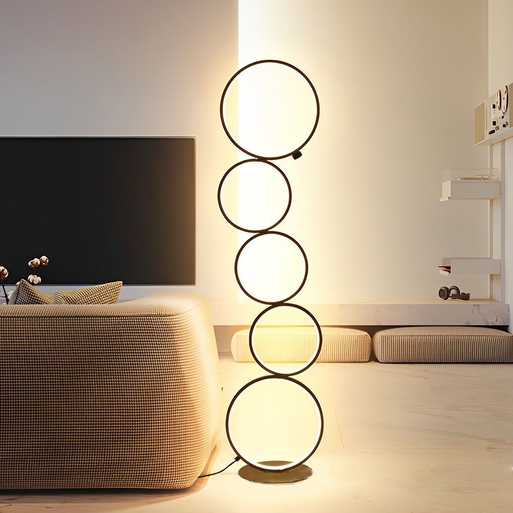 Lunaria | Modern Black Floor Lamp with Five-Layered Ring Design 0