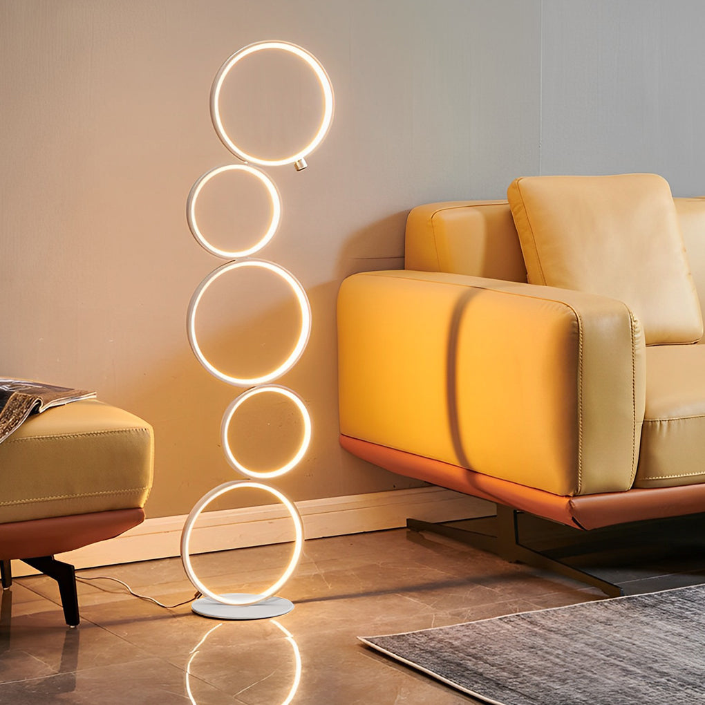 Lunaria | Modern Black Floor Lamp with Five-Layered Ring Design 3